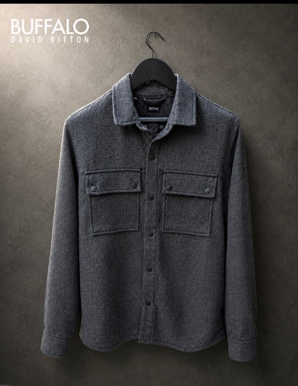 Buffalo David Bitton Jerick Herringbone Snap Shacket M NWT - Picture 1 of 5